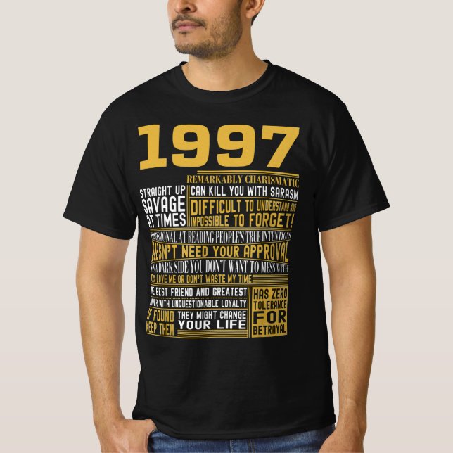 Camiseta Mejor Nacido en 1997 Hechos para hombres, mujeres, (Anverso)