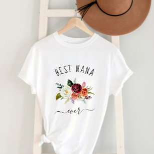 Camiseta Mejor Nana Ever   Burgundy Boho Floral de moda