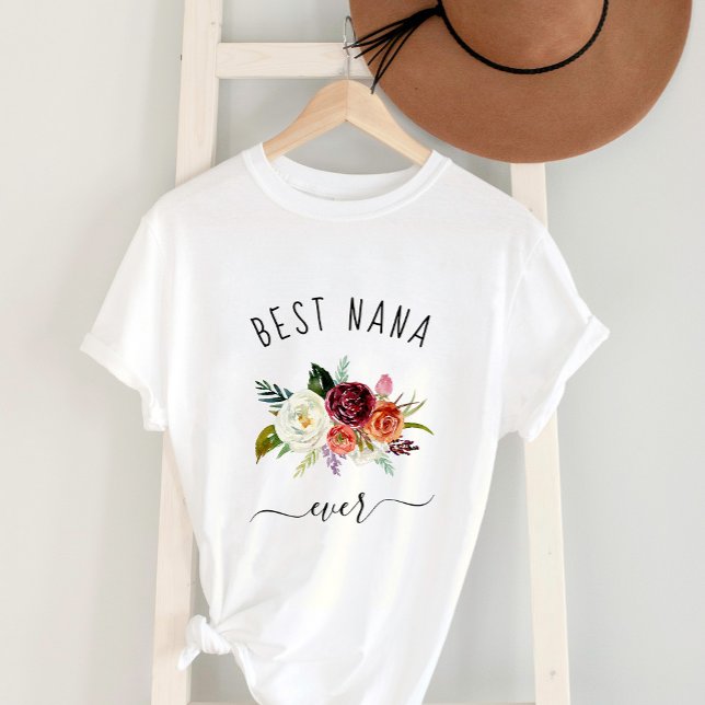 Camiseta Mejor Nana Ever | Burgundy Boho Floral de moda (Subido por el creador)