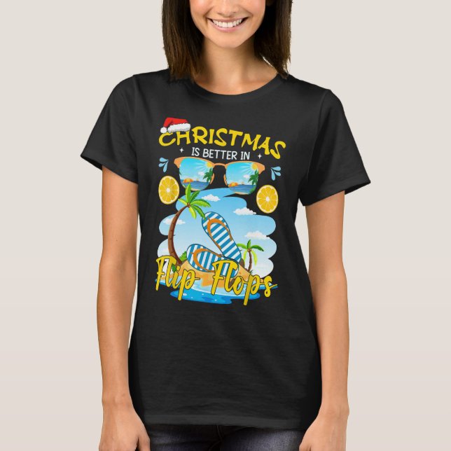 Camiseta Mejor navidad En Flip Flops Beach Summer Chr (Anverso)