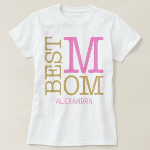 Camiseta Mejor nombre de Purpurina de oro rosa de mamá pers