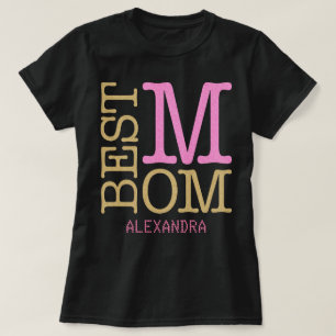 Camiseta Mejor nombre de Purpurina rosa dorado de mamá pers