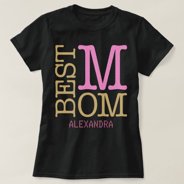 Camiseta Mejor nombre de Purpurina rosa dorado de mamá pers (Diseño del anverso)