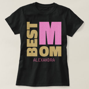 Camiseta Mejor nombre de Purpurina rosa dorado de mamá pers