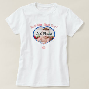Camiseta Mejor nueva madre joven foto bebé corazón de niña