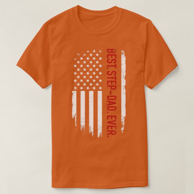 Camiseta Mejor padrastro con la bandera estadounidense para (Diseño del anverso)