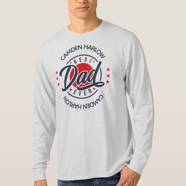 Camiseta Mejor Padre Nombrar Azul Blanco Rojo (Anverso)