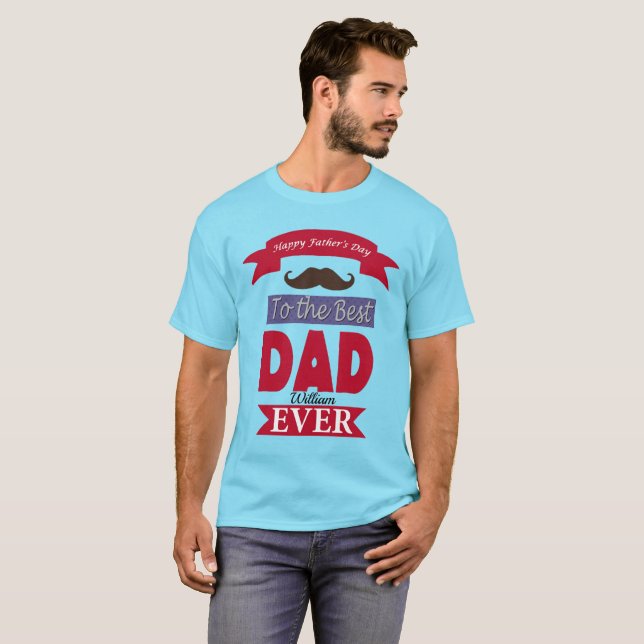 Camiseta Mejor Padre Padres Día Personalizado de bigote Aña (Anverso completo)