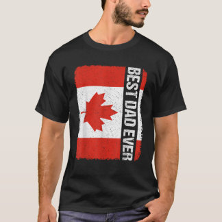 Camiseta Mejor Padre Retro Siempre Bandera De Canadá Papel