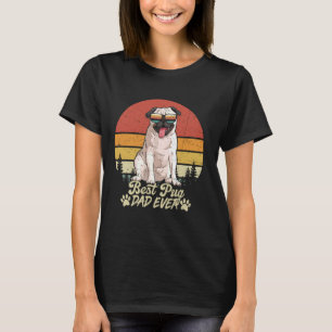 Camiseta Mejor Padres Retro Perro Vintage de Papá Pug Blanc