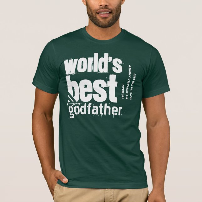 Camiseta Mejor Padrino del Mundo Texto Grunge Nombre Person (Anverso)