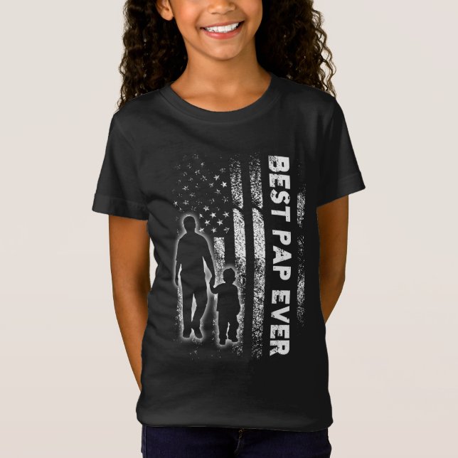 Camiseta Mejor Pap del día del abuelo de la bandera de EE.U (Anverso)