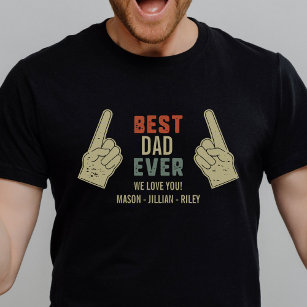 Camiseta Mejor Papá Apuntando Dedos Personalizados Nombres 