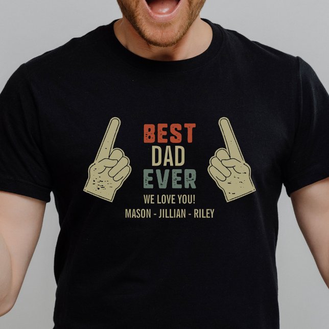 Camiseta Mejor Papá Apuntando Dedos Personalizados Nombres  (Subido por el creador)