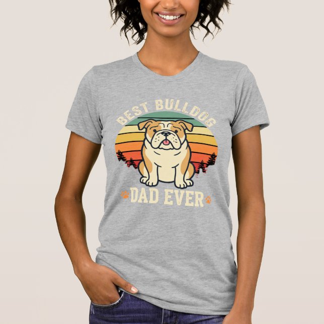 Camiseta Mejor papá Bulldog Retro Vector (Anverso)