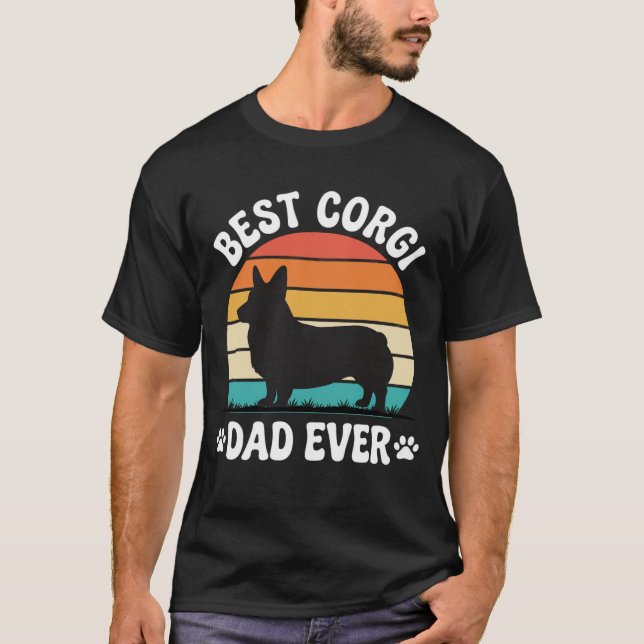 Camiseta Mejor papá Corgi Retro Perro (Anverso)