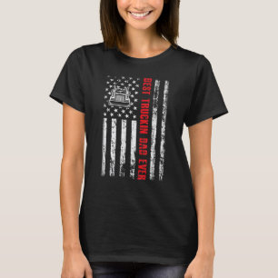 Camiseta Mejor Papá de Camiones Americano Bandera Camionero