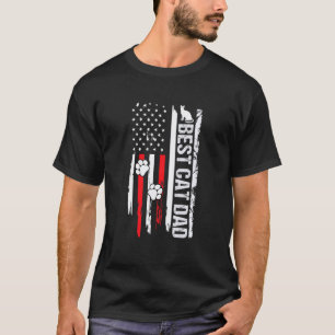 Camiseta Mejor papá de gato con garra de bandera americana