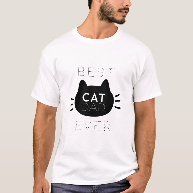 Camiseta Mejor papá de gato nunca cara de gato negro (Anverso)
