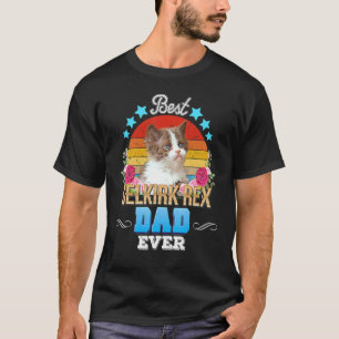 Camiseta Mejor papá de gato Selkirk Rex floral retro jamás