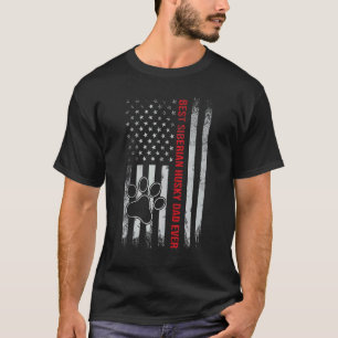 Camiseta Mejor papá de Husky Siberiano con bandera de EE. U