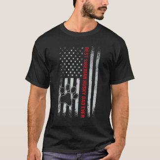 Camiseta Mejor papá de Husky Siberiano con bandera de EE. U