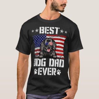 Camiseta Mejor papá de perro de Terranova Bandera de Estado