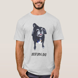 Camiseta Mejor papá de perro, tees de cerdo negro y blanco
