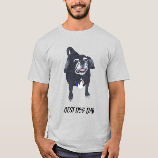 Camiseta Mejor papá de perro, tees de cerdo negro y blanco