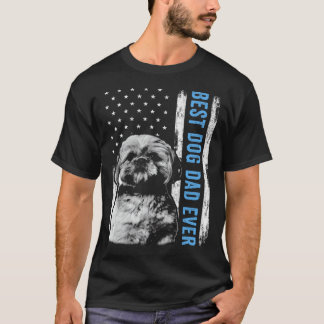Camiseta Mejor papá de Shih Tzu de la historia Bandera amer