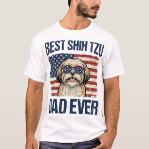 Camiseta Mejor papá de Shih Tzu patriota perruno