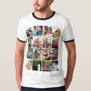 Camiseta Mejor Papá del Mundo 16 Collage de Fotos Personali