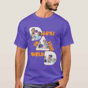 Camiseta MEJOR PAPÁ DEL MUNDO, 3 fotos collage naranja,