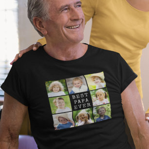 Camiseta Mejor Papá del Mundo 8 Fotos Collage Nietos