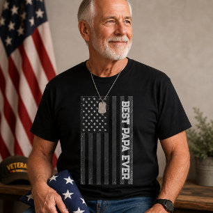 Camiseta Mejor Papá del Mundo Bandera Americana Descolorida