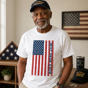 Camiseta Mejor Papá del Mundo Bandera Americana Roja Día de