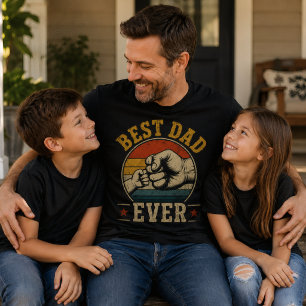 Camiseta Mejor Papá del Mundo Choque de Puños Retro Vintage