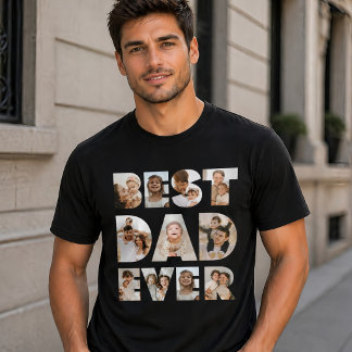 Camiseta Mejor Papá del Mundo Collage de Fotos Personalizad