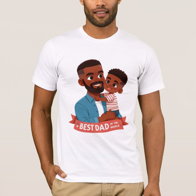 Camiseta Mejor Papá del Mundo - Familia Afroamericana (Anverso)