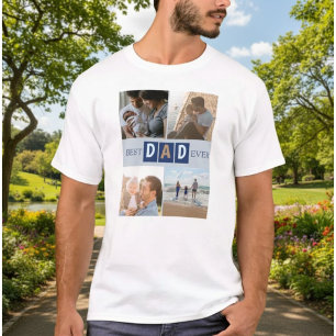 Camiseta Mejor Papá del Mundo Tipografía Divertida 4 Fotos
