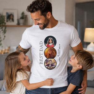 Camiseta Mejor Papá Día del Padre 3 Colage de Fotos Ovalado