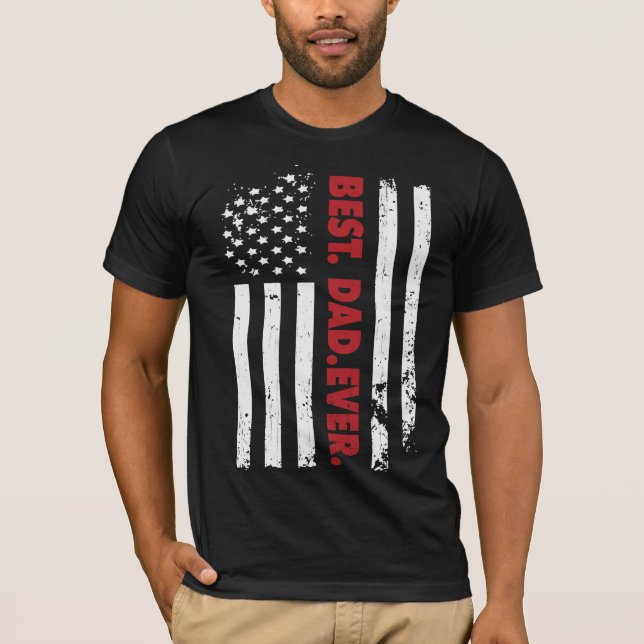 Camiseta Mejor Papá, Día del Padre de la Bandera Americana (Anverso)