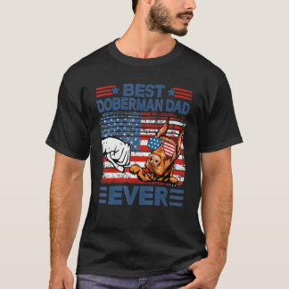 Camiseta Mejor Papá Doberman con Bandera Americana Día del