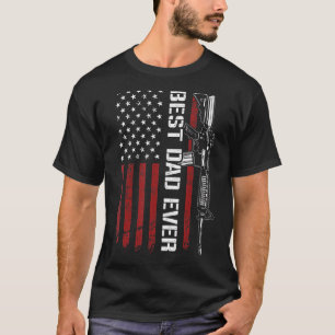 Camiseta Mejor Papá Ee.Uu. Hombres Bandera Pro Gun Padres D