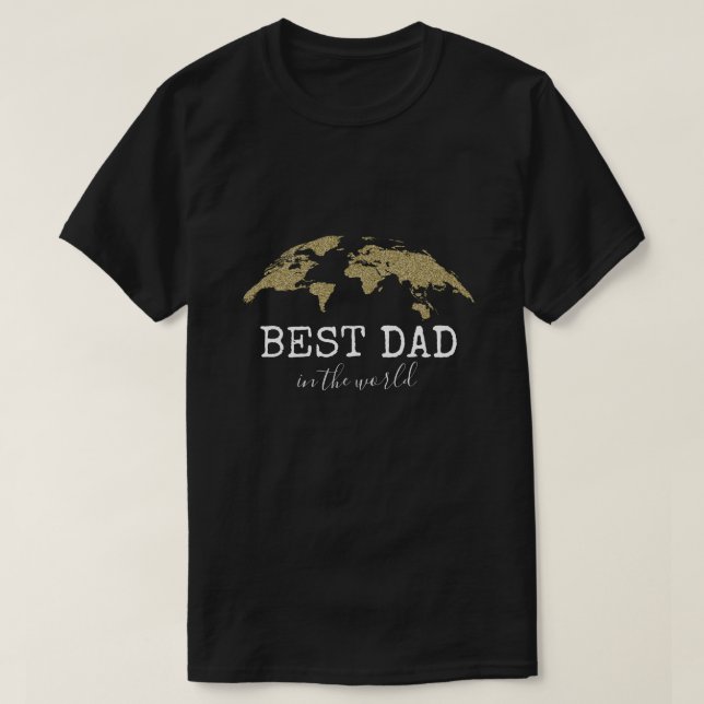 Camiseta Mejor Papá Elegido Purpurina Oro Personalizado (Diseño del anverso)