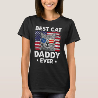 Camiseta Mejor papá gato de todos los tiempos vintage Día d