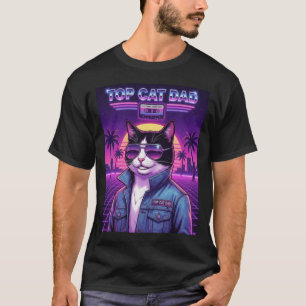 Camiseta Mejor papá gato de todos Retro 80s gato esmoquin