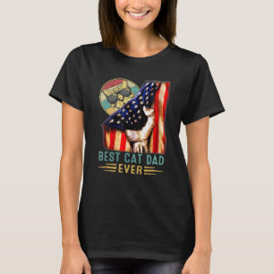 Camiseta Mejor Papá Gato Día del Padre Patriótico Estadouni