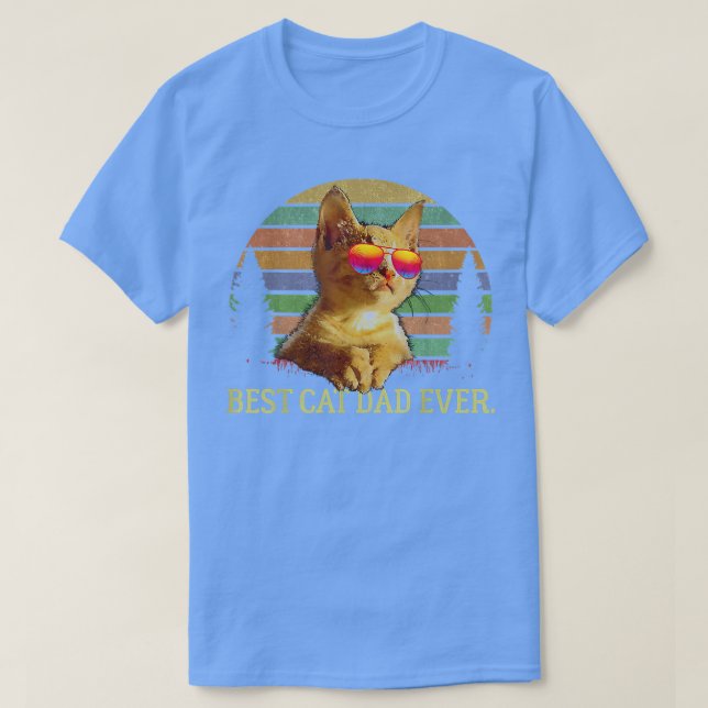 Camiseta Mejor Papá Gato Siempre Gracioso Gatito Retro Con  (Diseño del anverso)