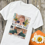 Camiseta Mejor Papa jamás nietos 2 Collages de fotos<br><div class="desc">Mejor camiseta de Papa Ever para expresar tu amor al abuelo personalizado con 2 fotos favoritas. Hace un gran regalo para las vacaciones,  el cumpleaños del abuelo,  el día de los abuelos y el día del padre.</div>